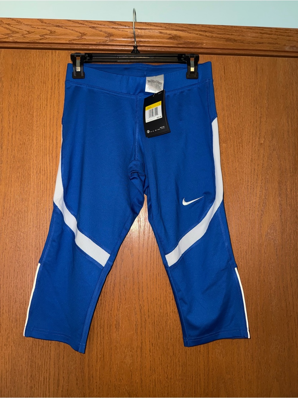Nike Women Royal Blue and White Athletic Capris